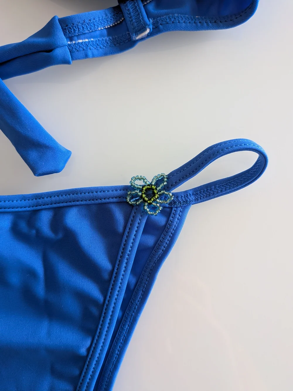 Blue Lycra Underwired Beaded Bikini Set 2 Piece Women's Swimwear Size S NWT